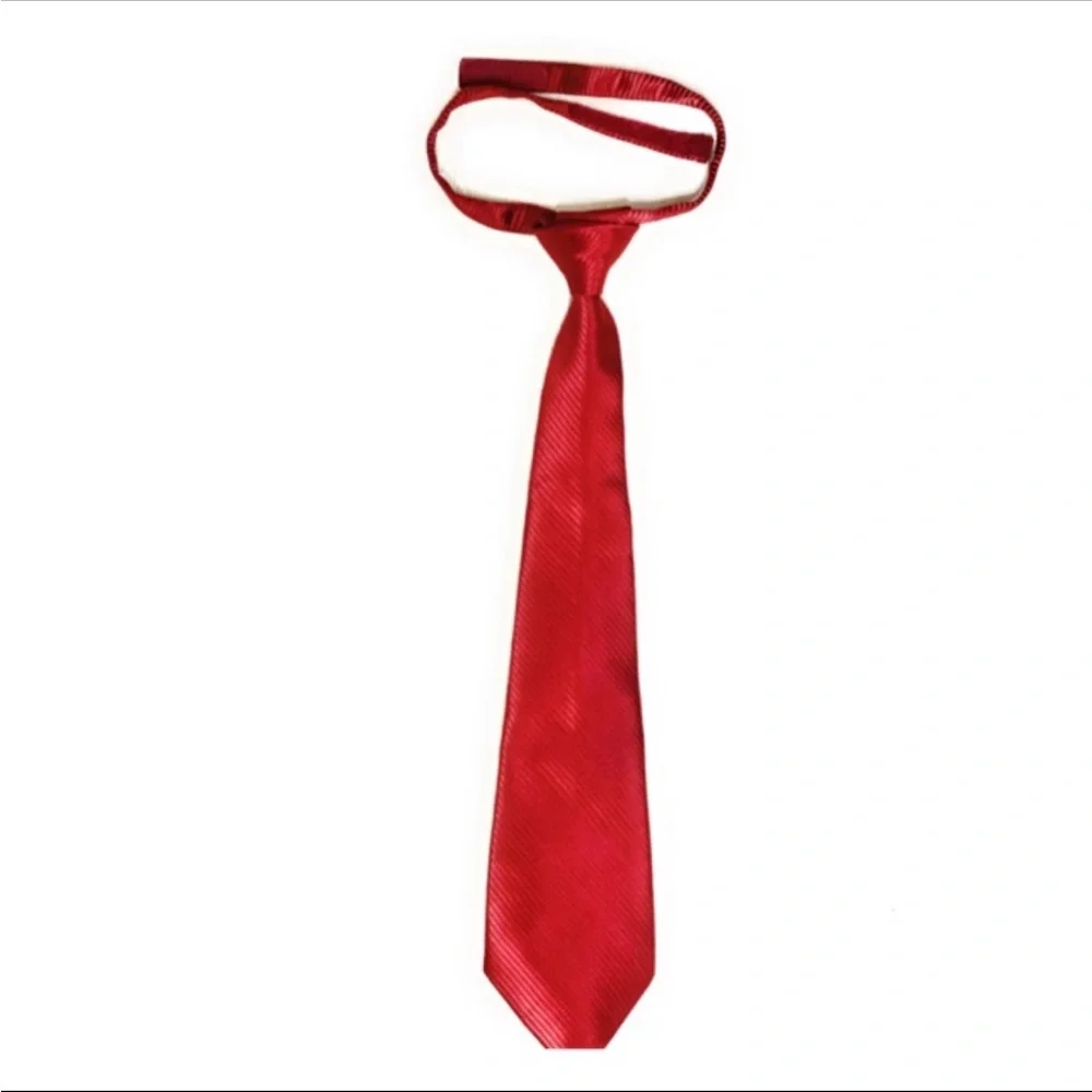 Boys Solid Red Tie with Velcro